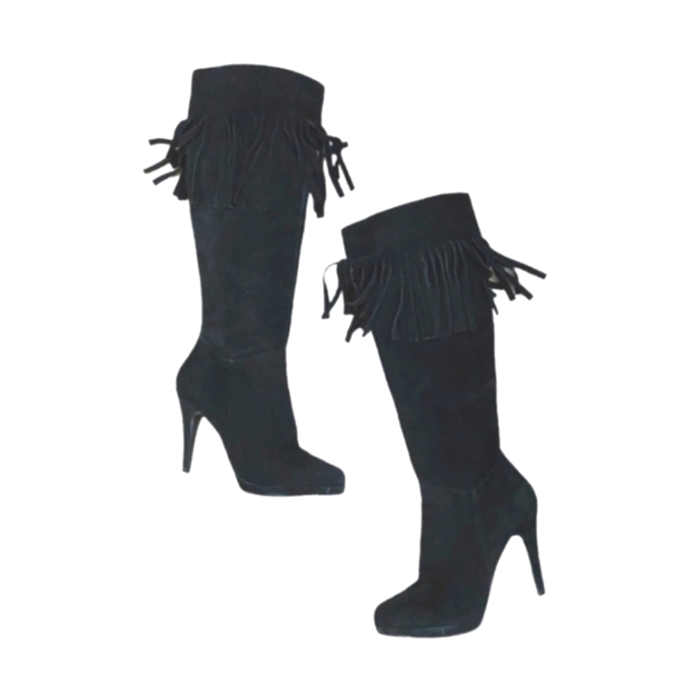 Nine West Suede Knee High Fringe Boots Size 9 - Picture 13 of 13